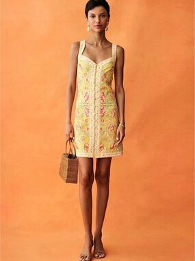 Anaya Dolores Dress Floral Mini Dress in Yellow & Pink Size 6 NWT